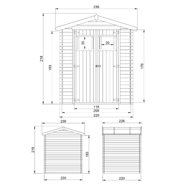 Haveskur med gulv SH536 – 220 x 220 cm – 4 m2 - Image 4