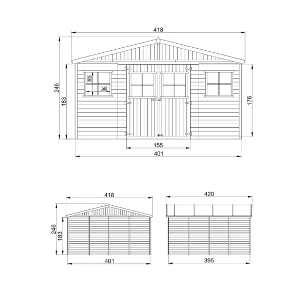 Haveskur i træ med gulv SH590- 401 x 395 cm – 16 m2 - Image 4