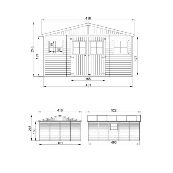 Haveskur i træ med gulv SH591- 401 x 493 cm – 20 m2 - Image 5